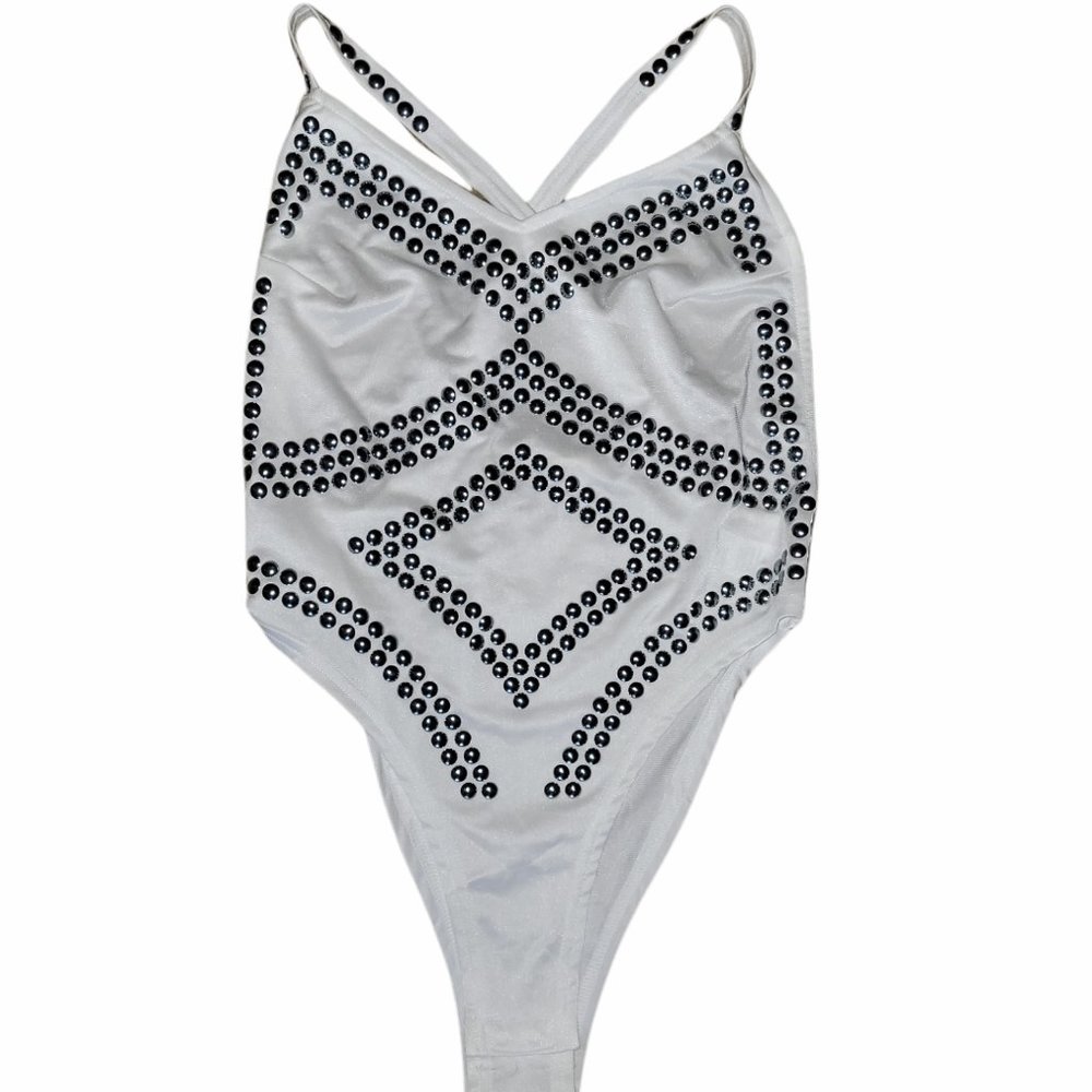 NEW Carmin Studded Silky Tank Bodysuit sz L